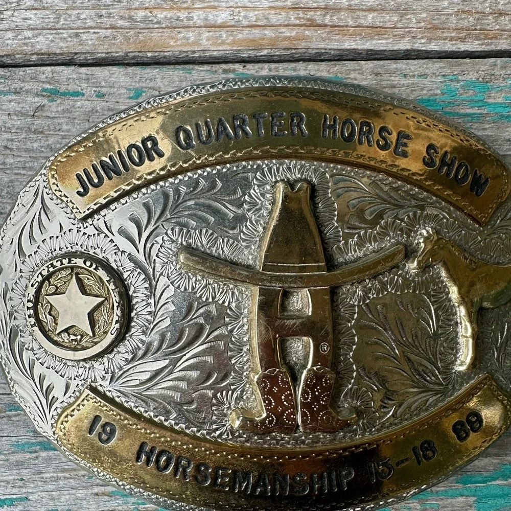 Award Design Medals Junior Quarterhorse Show Belt Buckle 4.2 Inch 1989 Texas
